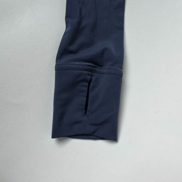 Tracksmith Womens M Half 1/2 Zip Pullover Navy Blue Rabbit Logo Thumb Holes - Picture 6 of 6